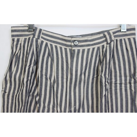 VTG David N Striped Linen Shorts Wide Leg High Waist sz 15/16 Woman 90s Preppy - Picture 2 of 9